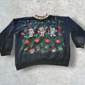 Vintage american Weekend Cat Christmas Sweater